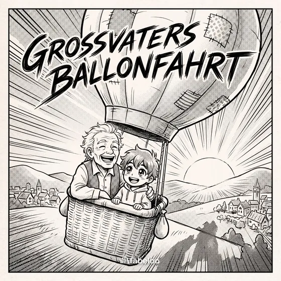 Beispiel-Cover «Grossvaters Ballonfahrt» — Hörspiel zum Anlass Runder Geburtstag — Opa wird 70
